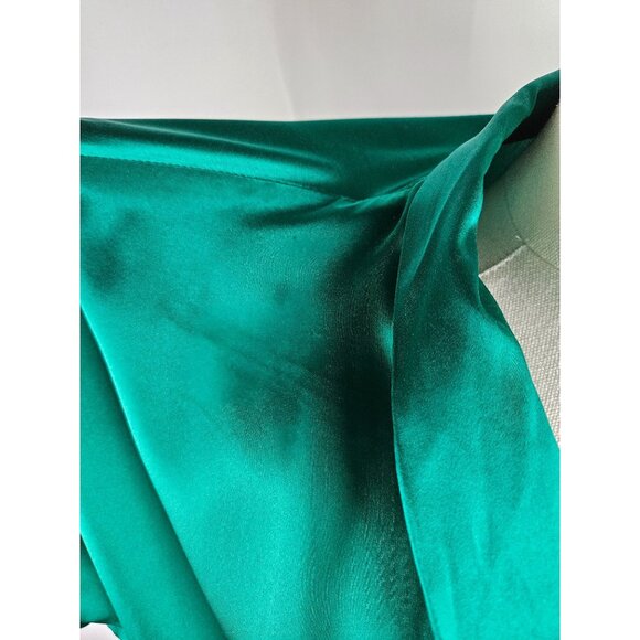 Amanda Uprichard NY Top Body Suit Large Silk Wrap Emerald Green Holiday Top - Picture 8 of 12